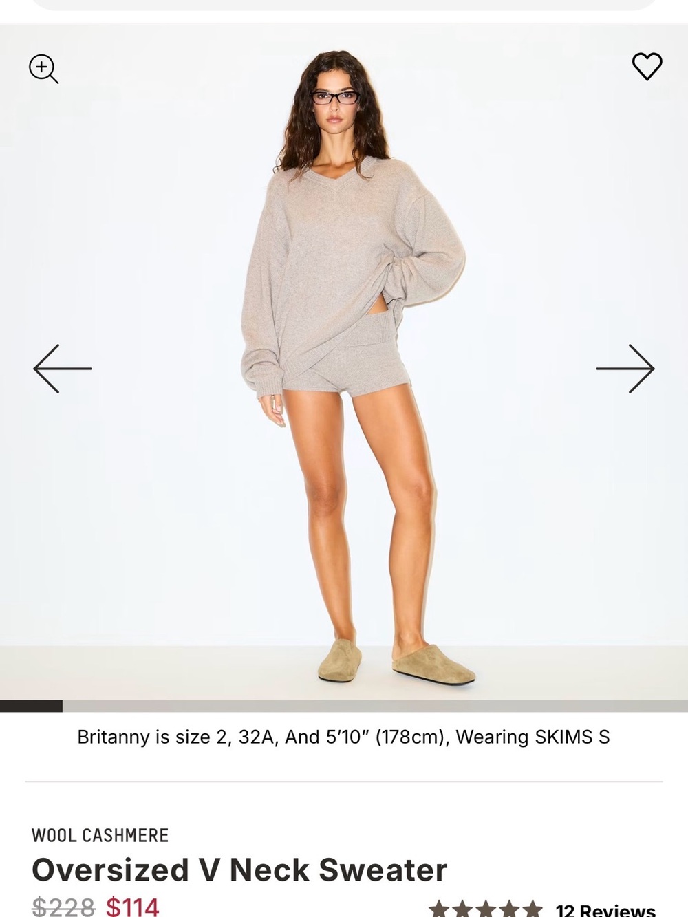 SKIMS limited edition Taupe Oversized V-Neck Cashmere Sweater